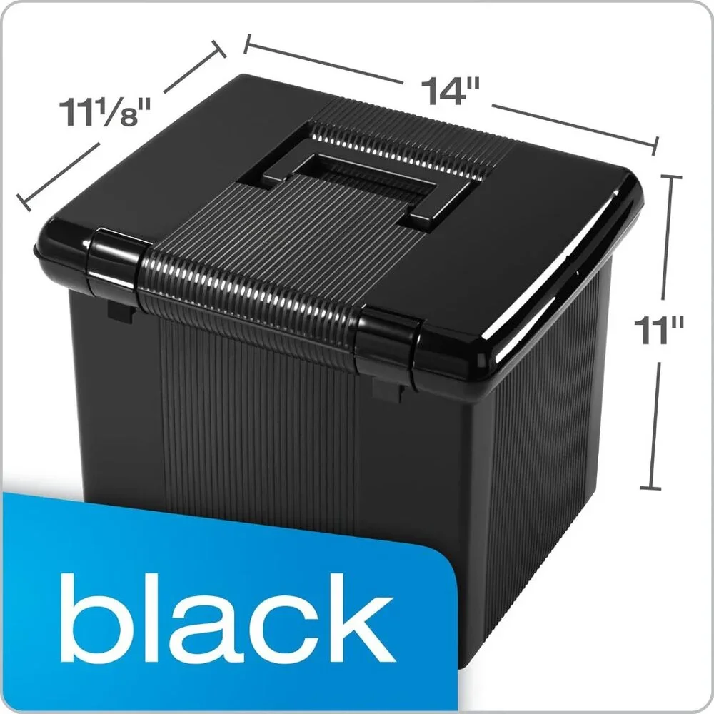 Portable File Box with File Rails, Simple Document Storage, File Bin for Home an - Picture 2 of 7